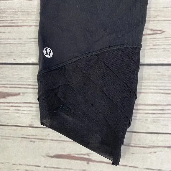 Lululemon Wunder Under Crop *SE Pleat 6 Black Luon - Picture 5 of 6
